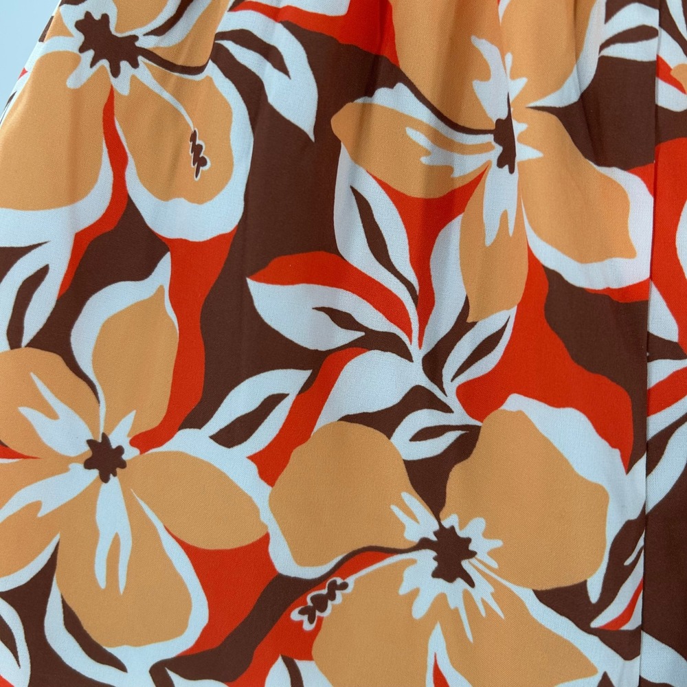 NWT Roxy Women's XS Pull On High Waist Boardshorts Floral Print Red Orange Brown - Picture 9 of 15